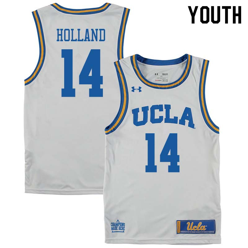 Youth #14 Brad Holland UCLA Bruins College Basketball Jerseys Sale-White